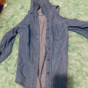 open shoulder denim top
